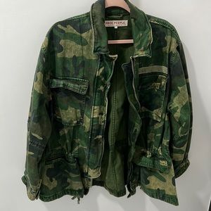 Free People Green Camo Utility Jacket